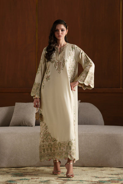 Ethnc | Luxe Boutique | Embroidered Kaftan (E1112/104/006)-Brand:Ethnc-Type:Boutique-Antique White - House of Maryam- Buy in UK, USA
