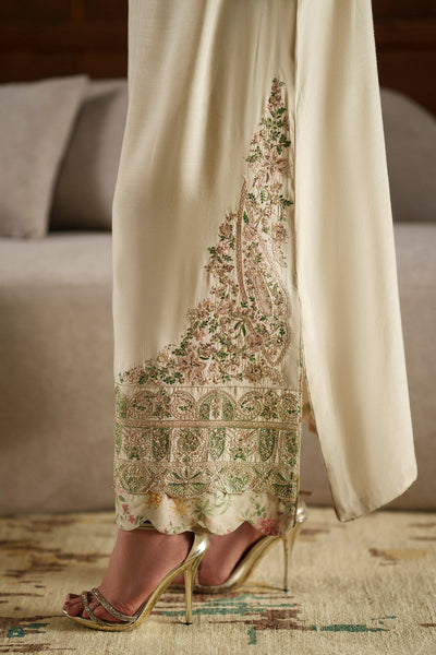 Ethnc | Luxe Boutique | Embroidered Kaftan (E1112/104/006)-Brand:Ethnc-Type:Boutique-Antique White - House of Maryam- Buy in UK, USA