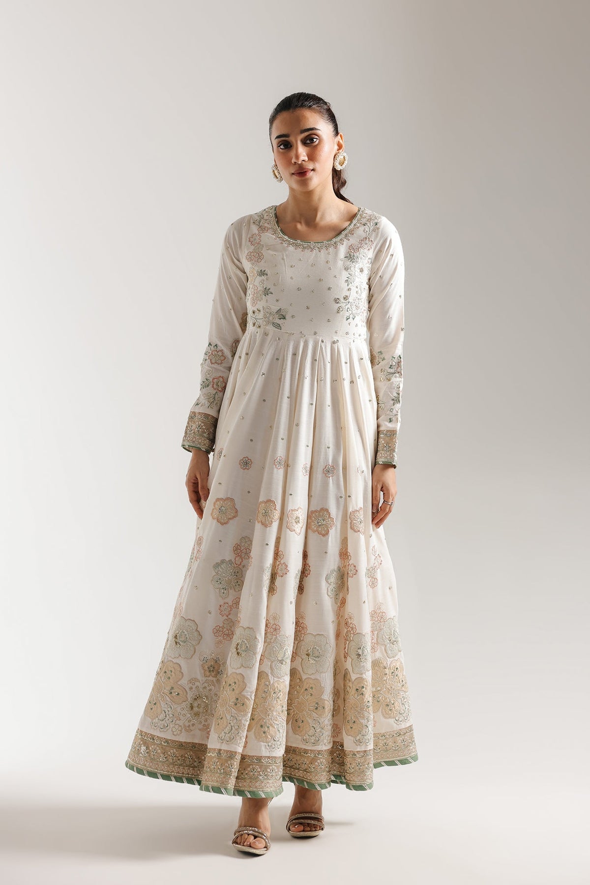 Ethnc | Luxe Boutique | Embroidered Pishwas (E0956/104/003)-Brand:Ethnc-Type:Boutique-Coconut Milk - House of Maryam- Buy in UK, USA