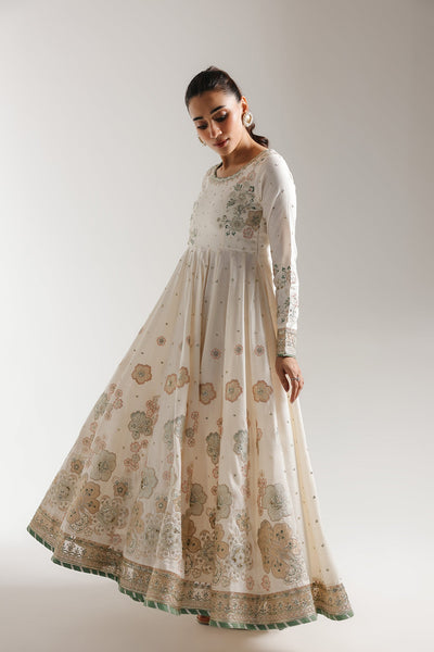 Ethnc | Luxe Boutique | Embroidered Pishwas (E0956/104/003)-Brand:Ethnc-Type:Boutique-Coconut Milk - House of Maryam- Buy in UK, USA