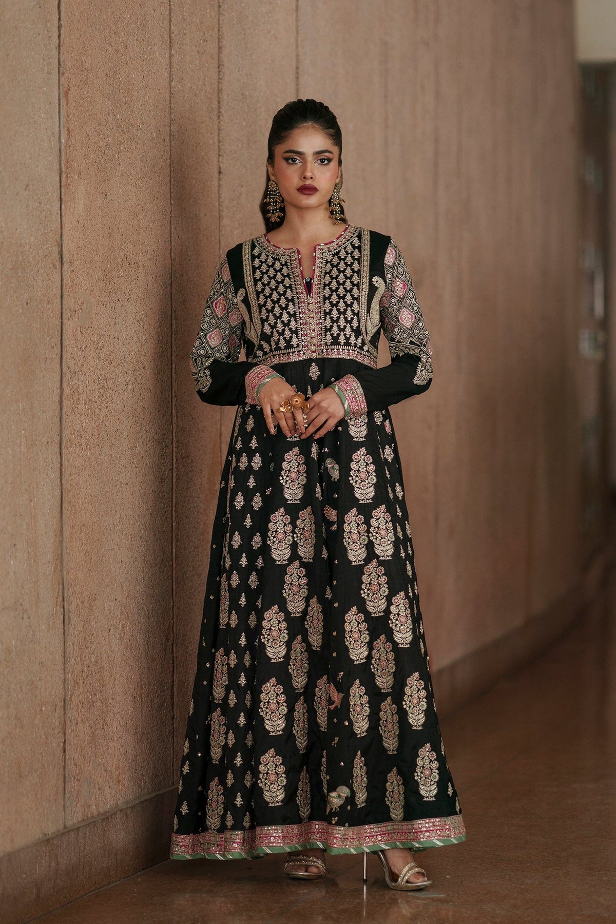 Ethnc | Luxe Boutique | Embroidered Pishwas (E1007/104/902)-Brand:Ethnc-Type:Boutique-Jet Black - House of Maryam- Buy in UK, USA