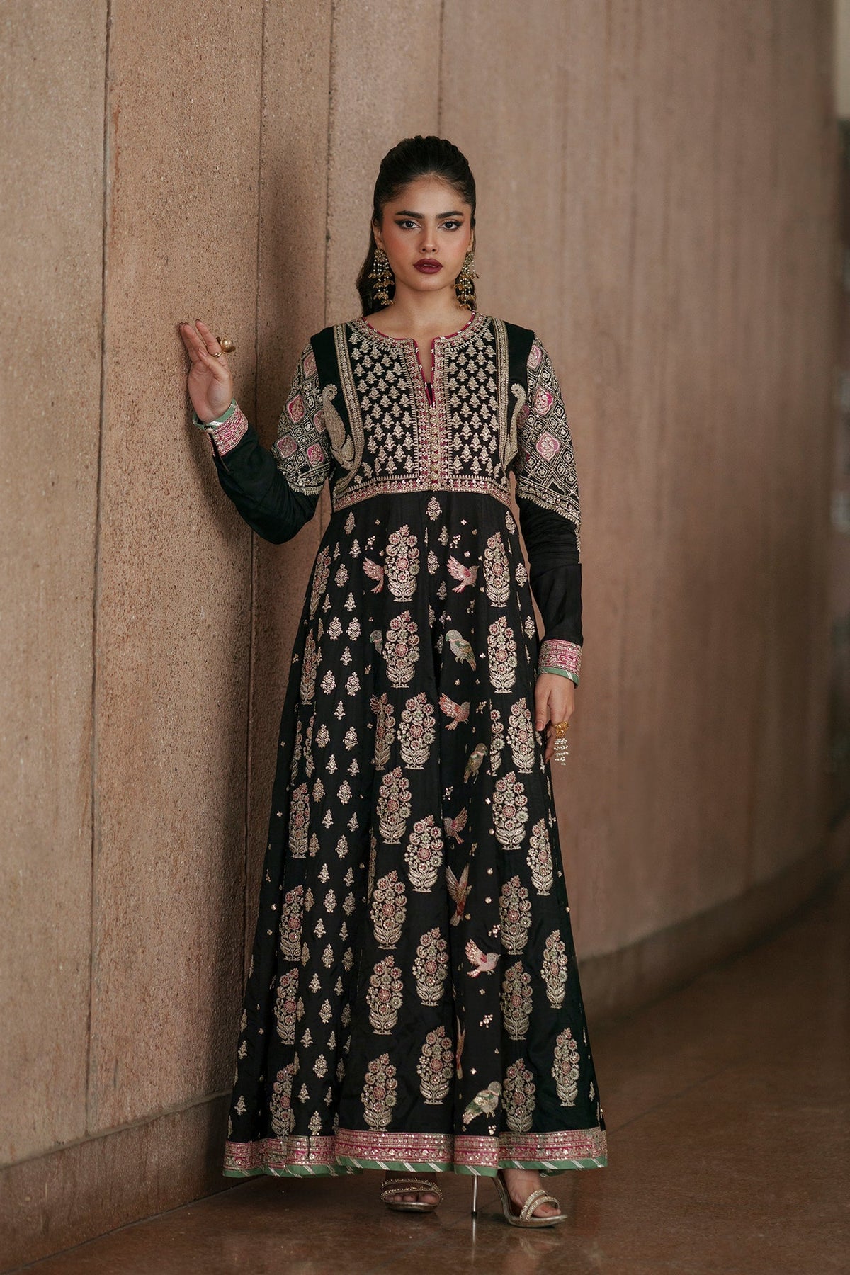 Ethnc | Luxe Boutique | Embroidered Pishwas (E1007/104/902)-Brand:Ethnc-Type:Boutique-Jet Black - House of Maryam- Buy in UK, USA
