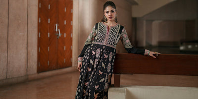 Ethnc | Luxe Boutique | Embroidered Pishwas (E1007/104/902)-Brand:Ethnc-Type:Boutique-Jet Black - House of Maryam- Buy in UK, USA