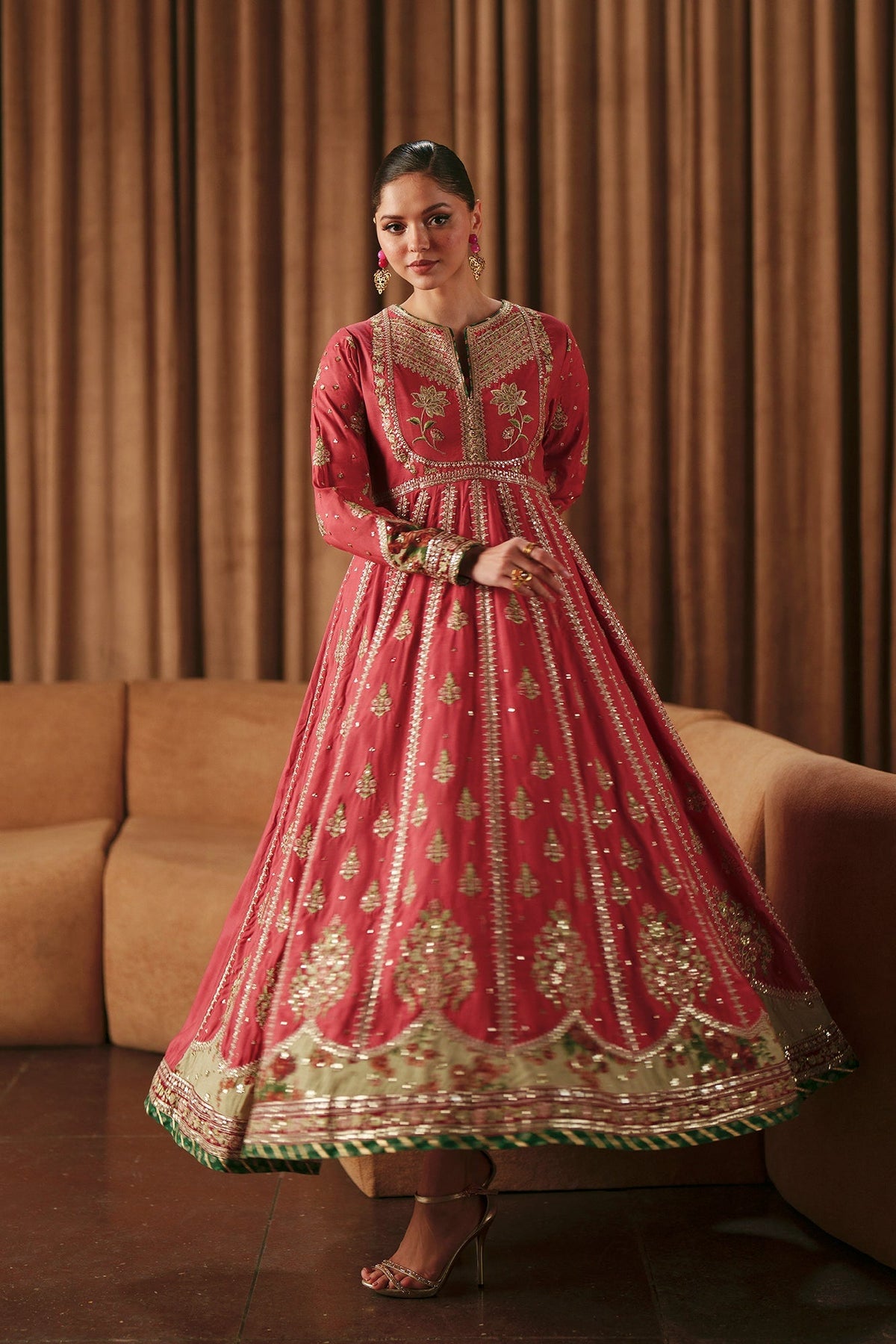 Ethnc | Luxe Boutique | Embroidered Pishwas (E1026/104/313)-Brand:Ethnc-Type:Boutique-Baby Coral - House of Maryam- Buy in UK, USA
