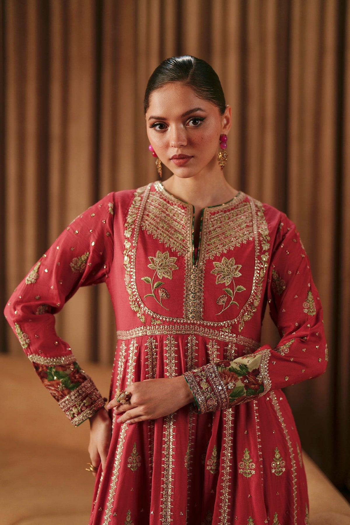 Ethnc | Luxe Boutique | Embroidered Pishwas (E1026/104/313)-Brand:Ethnc-Type:Boutique-Baby Coral - House of Maryam- Buy in UK, USA