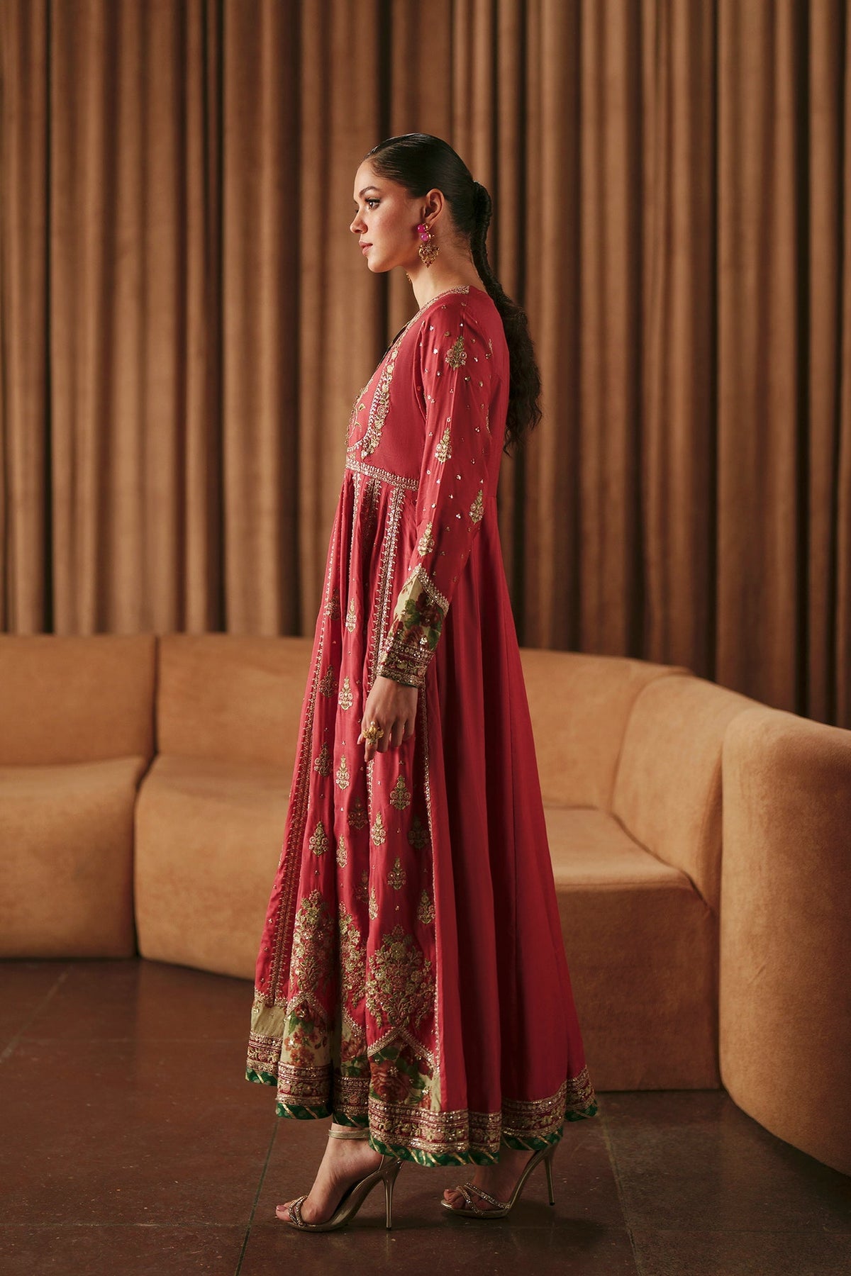 Ethnc | Luxe Boutique | Embroidered Pishwas (E1026/104/313)-Brand:Ethnc-Type:Boutique-Baby Coral - House of Maryam- Buy in UK, USA