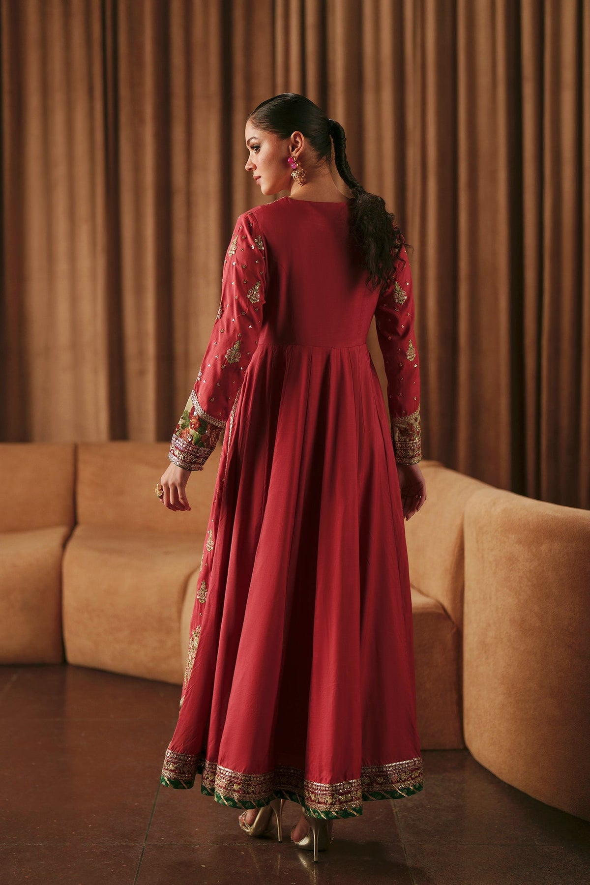 Ethnc | Luxe Boutique | Embroidered Pishwas (E1026/104/313)-Brand:Ethnc-Type:Boutique-Baby Coral - House of Maryam- Buy in UK, USA