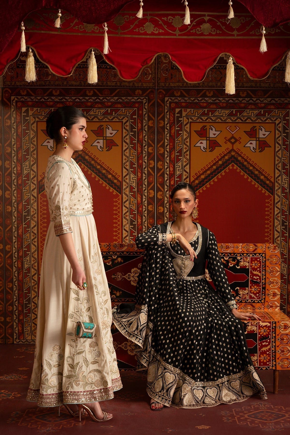 Ethnc | Luxe Boutique | Embroidered Pishwas (E1051/104/901)-Brand:Ethnc-Type:Boutique-Black - House of Maryam- Buy in UK, USA