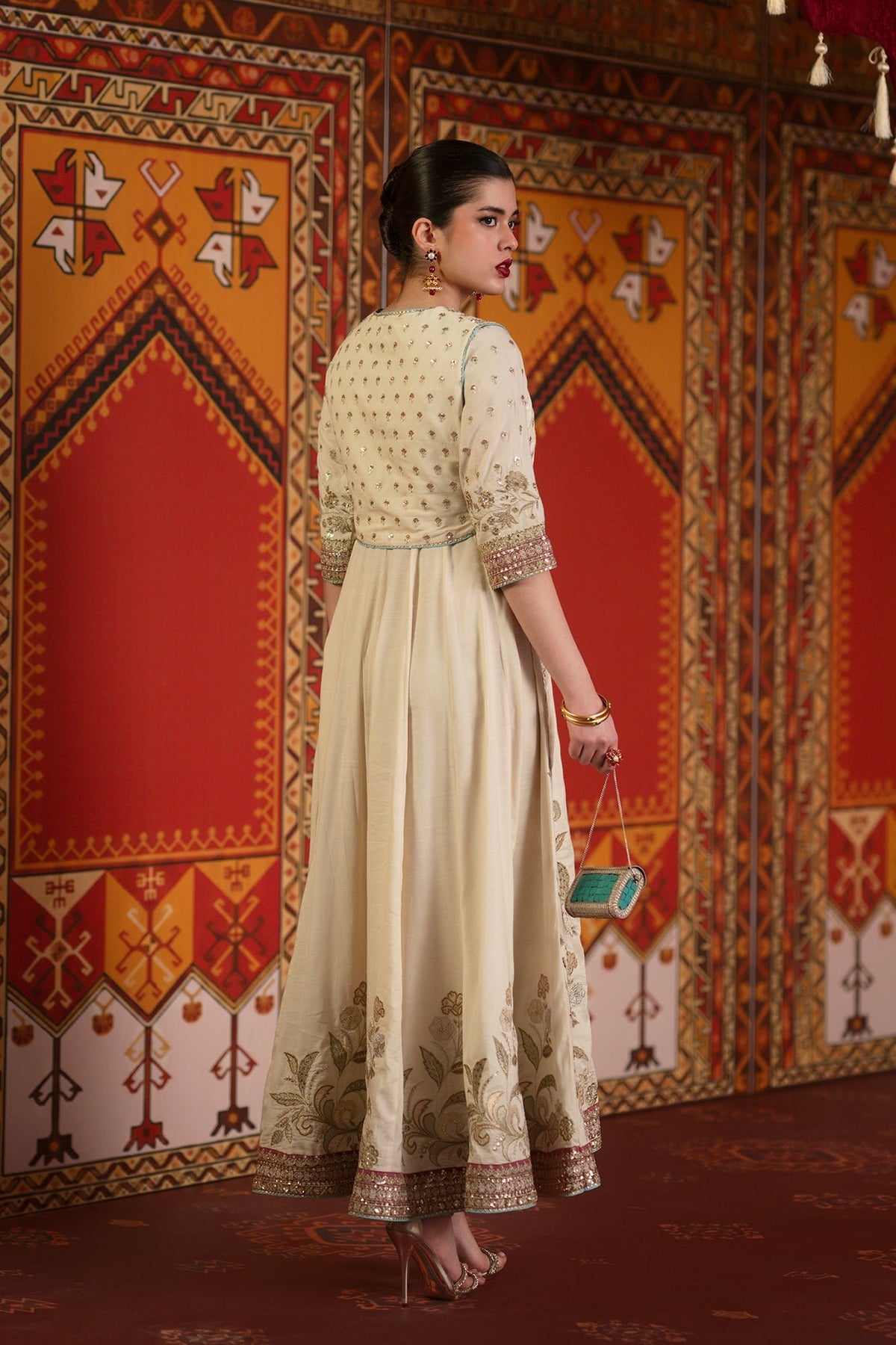 Ethnc | Luxe Boutique | Embroidered Pishwas (E1061/104/004)-Brand:Ethnc-Type:Boutique-Lemon Icing - House of Maryam- Buy in UK, USA