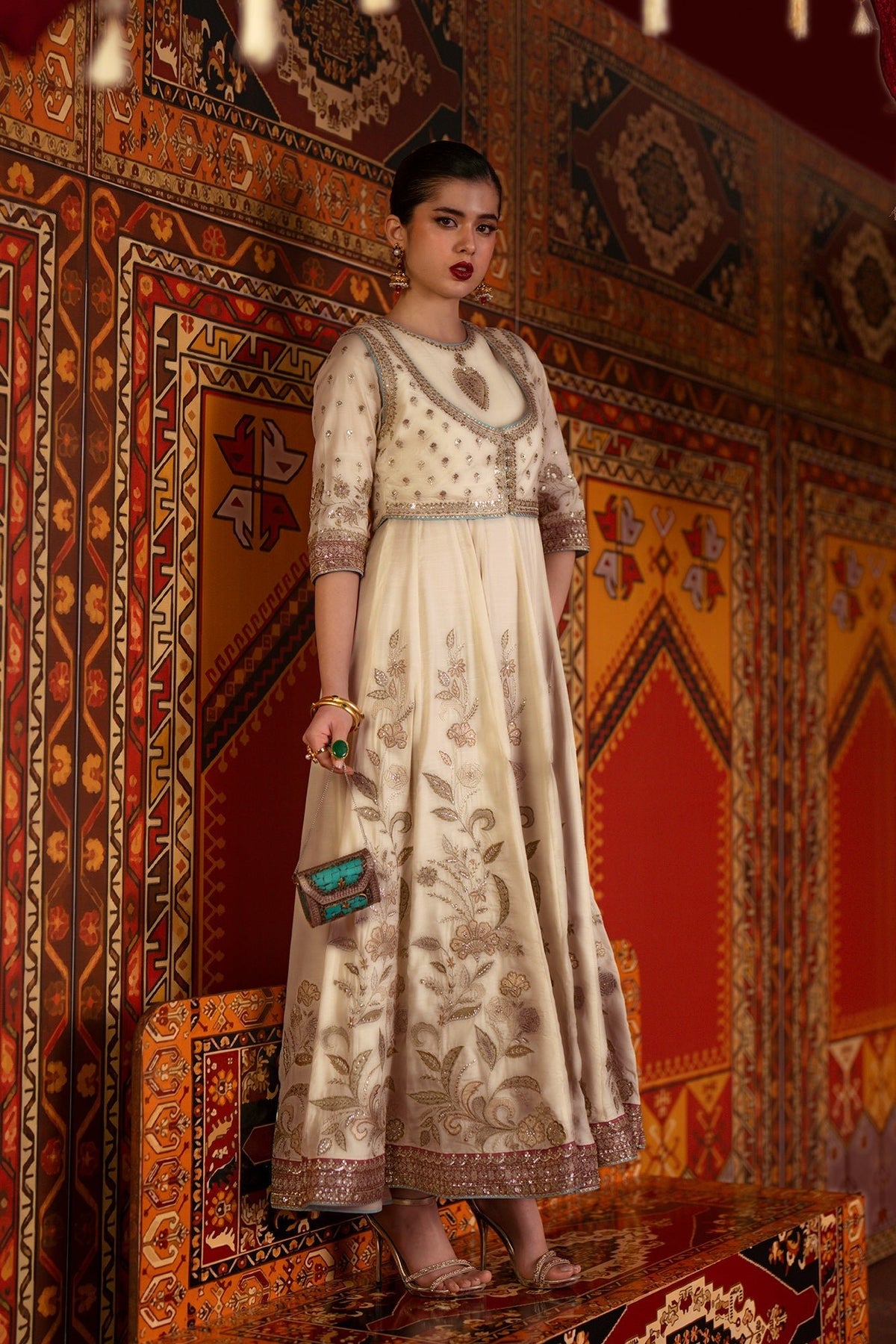Ethnc | Luxe Boutique | Embroidered Pishwas (E1061/104/004)-Brand:Ethnc-Type:Boutique-Lemon Icing - House of Maryam- Buy in UK, USA