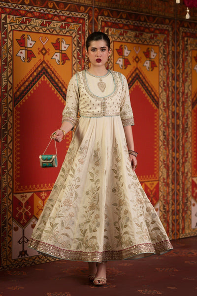 Ethnc | Luxe Boutique | Embroidered Pishwas (E1061/104/004)-Brand:Ethnc-Type:Boutique-Lemon Icing - House of Maryam- Buy in UK, USA