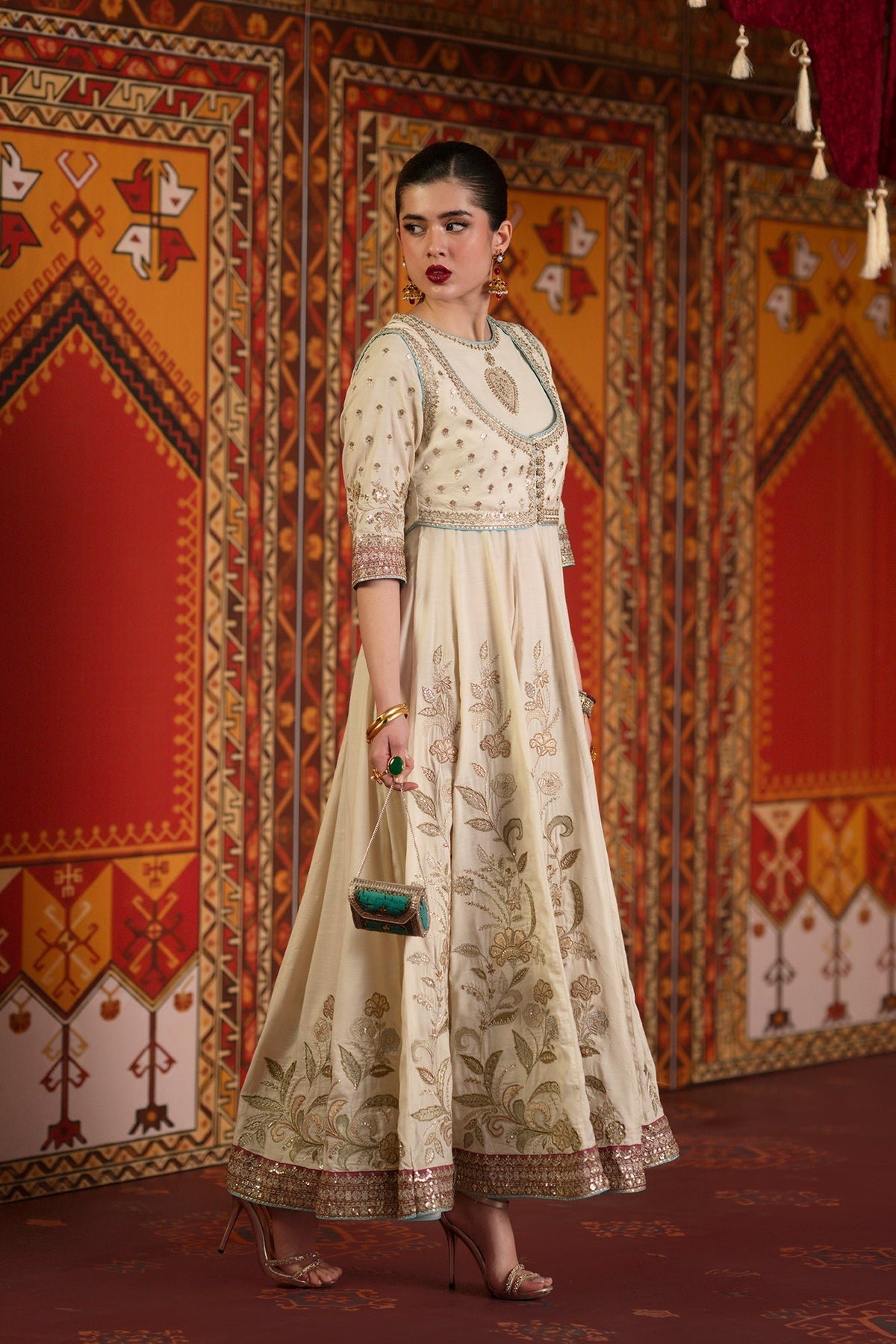 Ethnc | Luxe Boutique | Embroidered Pishwas (E1061/104/004)-Brand:Ethnc-Type:Boutique-Lemon Icing - House of Maryam- Buy in UK, USA
