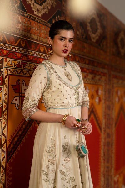 Ethnc | Luxe Boutique | Embroidered Pishwas (E1061/104/004)-Brand:Ethnc-Type:Boutique-Lemon Icing - House of Maryam- Buy in UK, USA