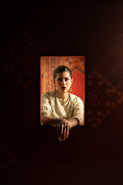 Ethnc | Luxe Boutique | Embroidered Pishwas (E1061/104/004)-Brand:Ethnc-Type:Boutique-Lemon Icing - House of Maryam- Buy in UK, USA