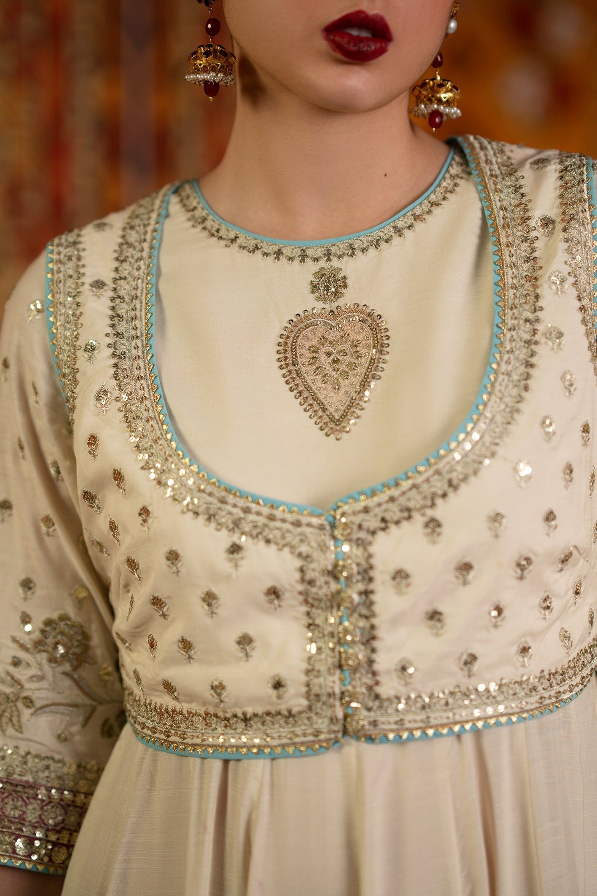 Ethnc | Luxe Boutique | Embroidered Pishwas (E1061/104/004)-Brand:Ethnc-Type:Boutique-Lemon Icing - House of Maryam- Buy in UK, USA