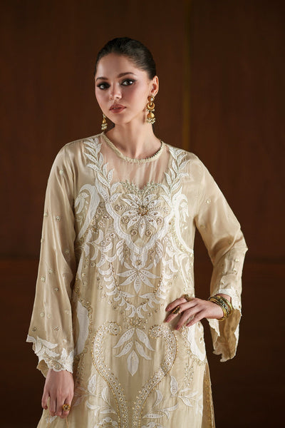 Ethnc | Luxe Boutique | Embroidered Shirt (E1019/104/112)-Brand:Ethnc-Type:Boutique-Yellow Beige - House of Maryam- Buy in UK, USA