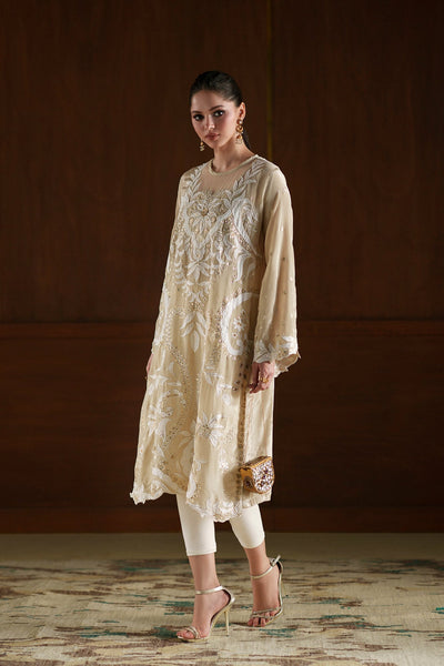 Ethnc | Luxe Boutique | Embroidered Shirt (E1019/104/112)-Brand:Ethnc-Type:Boutique-Yellow Beige - House of Maryam- Buy in UK, USA