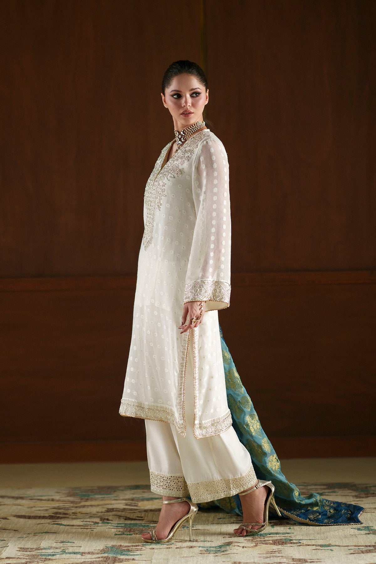 Ethnc | Luxe Boutique | Embroidered Suit (E0785/104/001)-Brand:Ethnc-Type:Boutique-White - House of Maryam- Buy in UK, USA