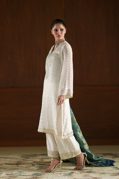 Ethnc | Luxe Boutique | Embroidered Suit (E0785/104/001)-Brand:Ethnc-Type:Boutique-White - House of Maryam- Buy in UK, USA