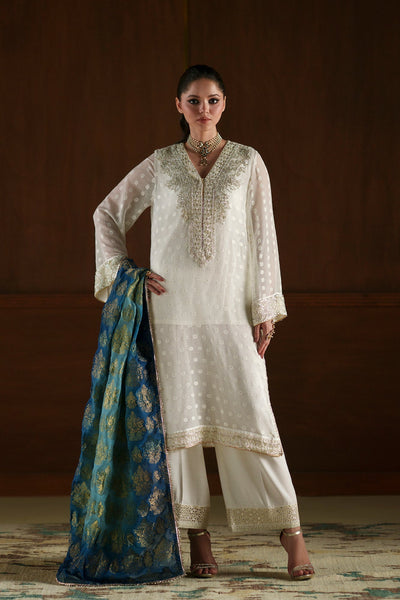 Ethnc | Luxe Boutique | Embroidered Suit (E0785/104/001)-Brand:Ethnc-Type:Boutique-White - House of Maryam- Buy in UK, USA