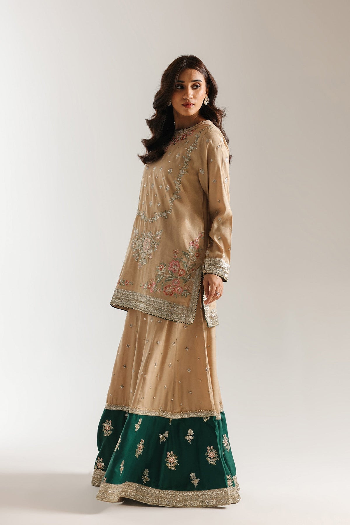 Ethnc | Luxe Boutique | Embroidered Suit (E0926/104/113)-Brand:Ethnc-Type:Boutique-Beige - House of Maryam- Buy in UK, USA