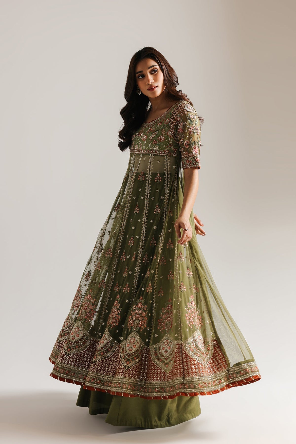 Ethnc | Luxe Boutique | Embroidered Suit (E0927/104/721)-Brand:Ethnc-Type:Boutique-Pastel Green - House of Maryam- Buy in UK, USA