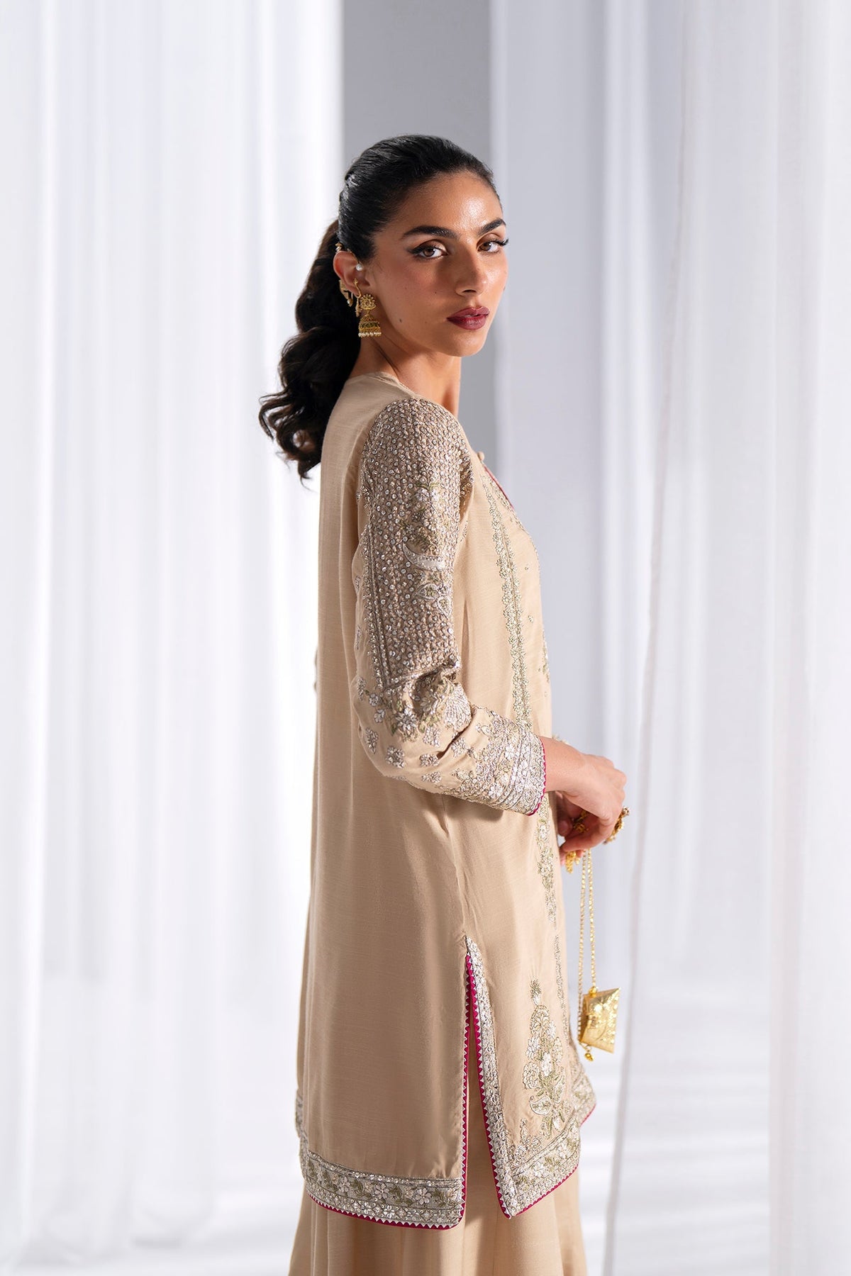 Ethnc | Luxe Boutique | Embroidered Suit (E0933/104/113)-Brand:Ethnc-Type:Boutique-Beige - House of Maryam- Buy in UK, USA