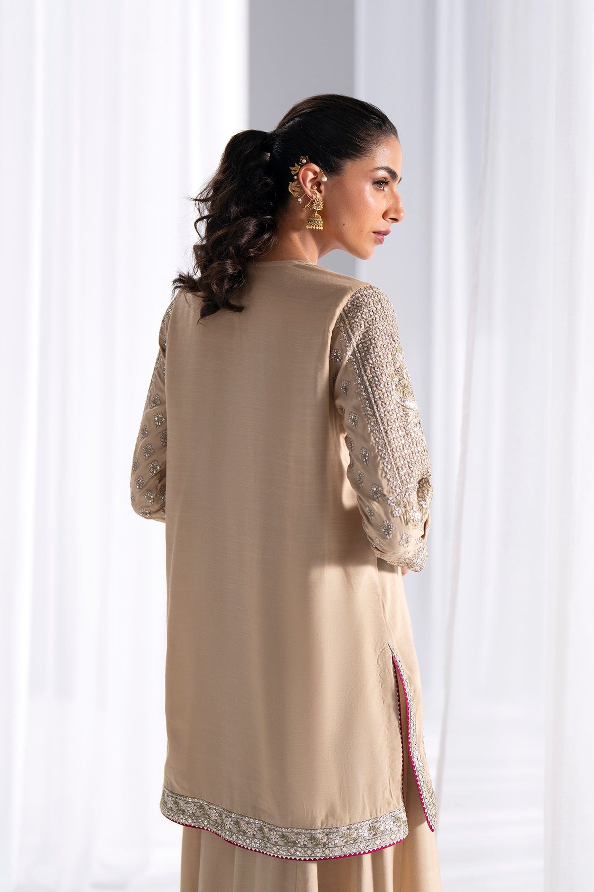 Ethnc | Luxe Boutique | Embroidered Suit (E0933/104/113)-Brand:Ethnc-Type:Boutique-Beige - House of Maryam- Buy in UK, USA