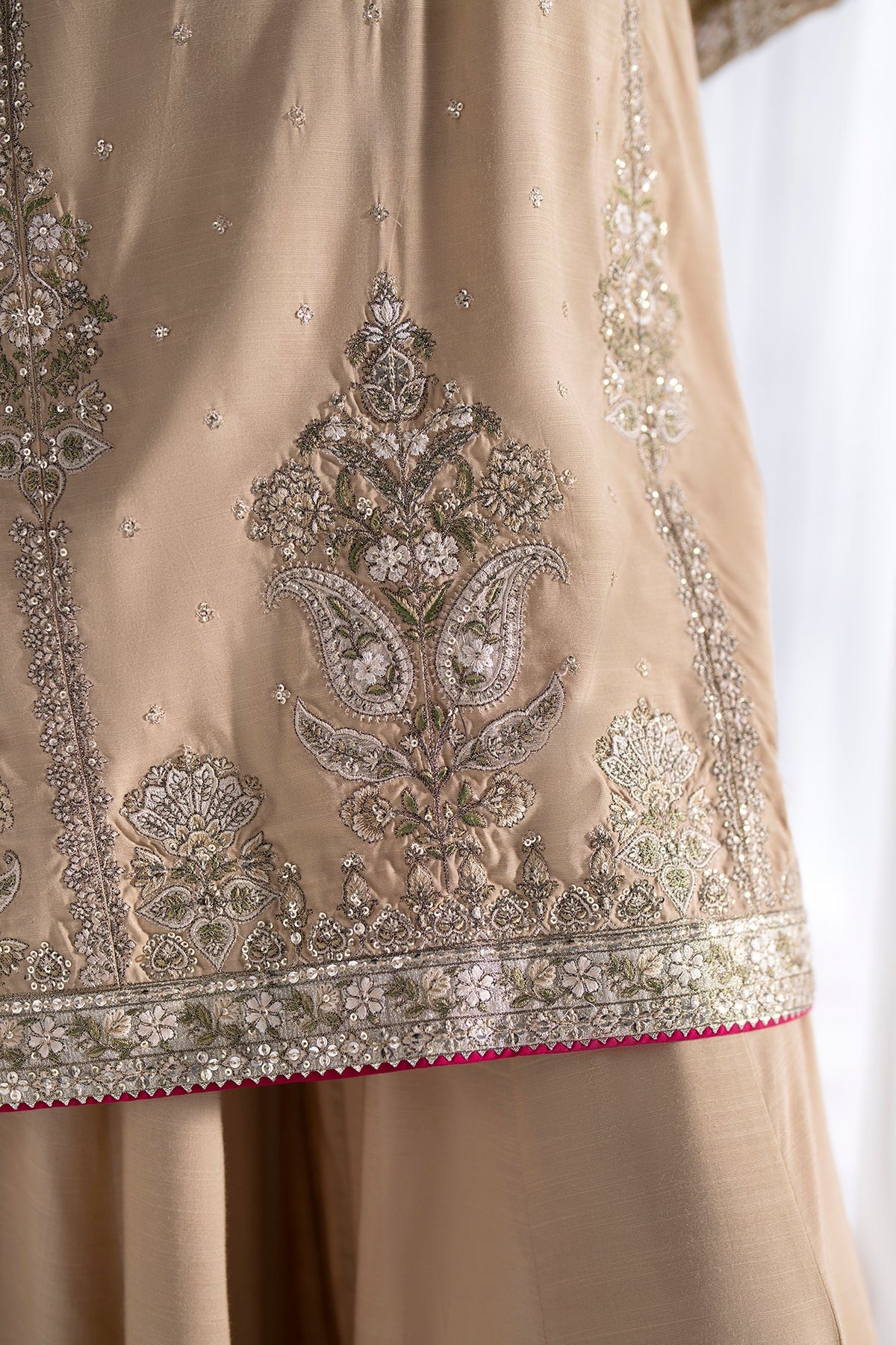 Ethnc | Luxe Boutique | Embroidered Suit (E0933/104/113)-Brand:Ethnc-Type:Boutique-Beige - House of Maryam- Buy in UK, USA