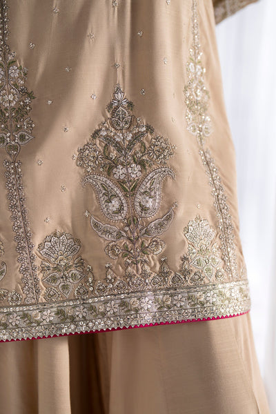 Ethnc | Luxe Boutique | Embroidered Suit (E0933/104/113)-Brand:Ethnc-Type:Boutique-Beige - House of Maryam- Buy in UK, USA