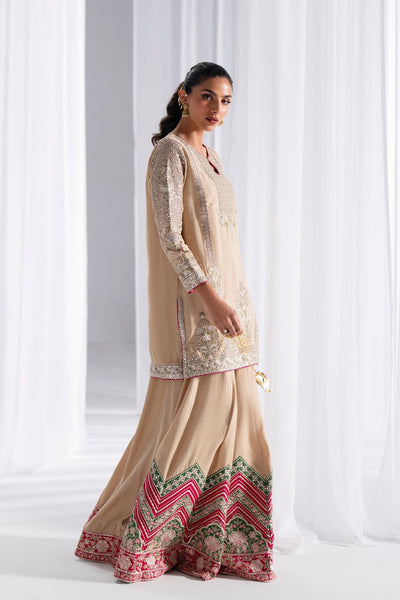 Ethnc | Luxe Boutique | Embroidered Suit (E0933/104/113)-Brand:Ethnc-Type:Boutique-Beige - House of Maryam- Buy in UK, USA