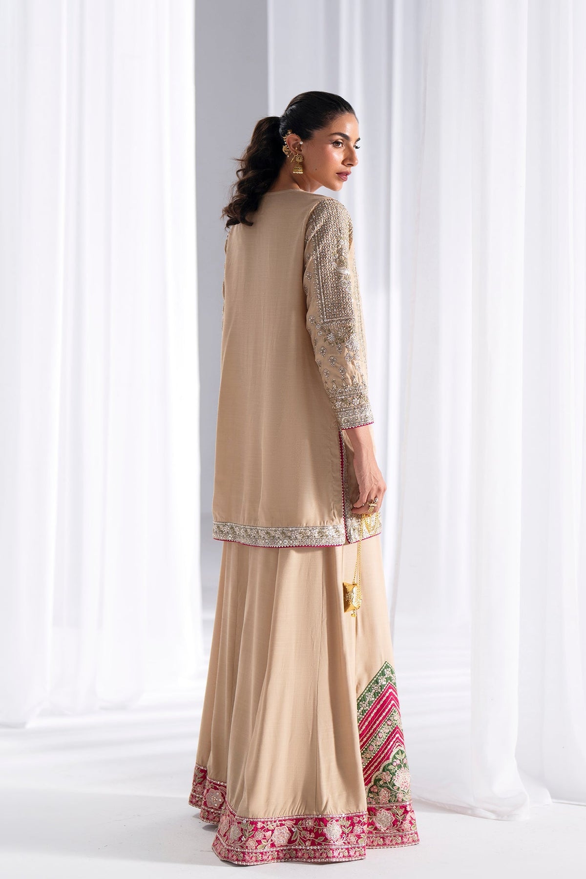Ethnc | Luxe Boutique | Embroidered Suit (E0933/104/113)-Brand:Ethnc-Type:Boutique-Beige - House of Maryam- Buy in UK, USA