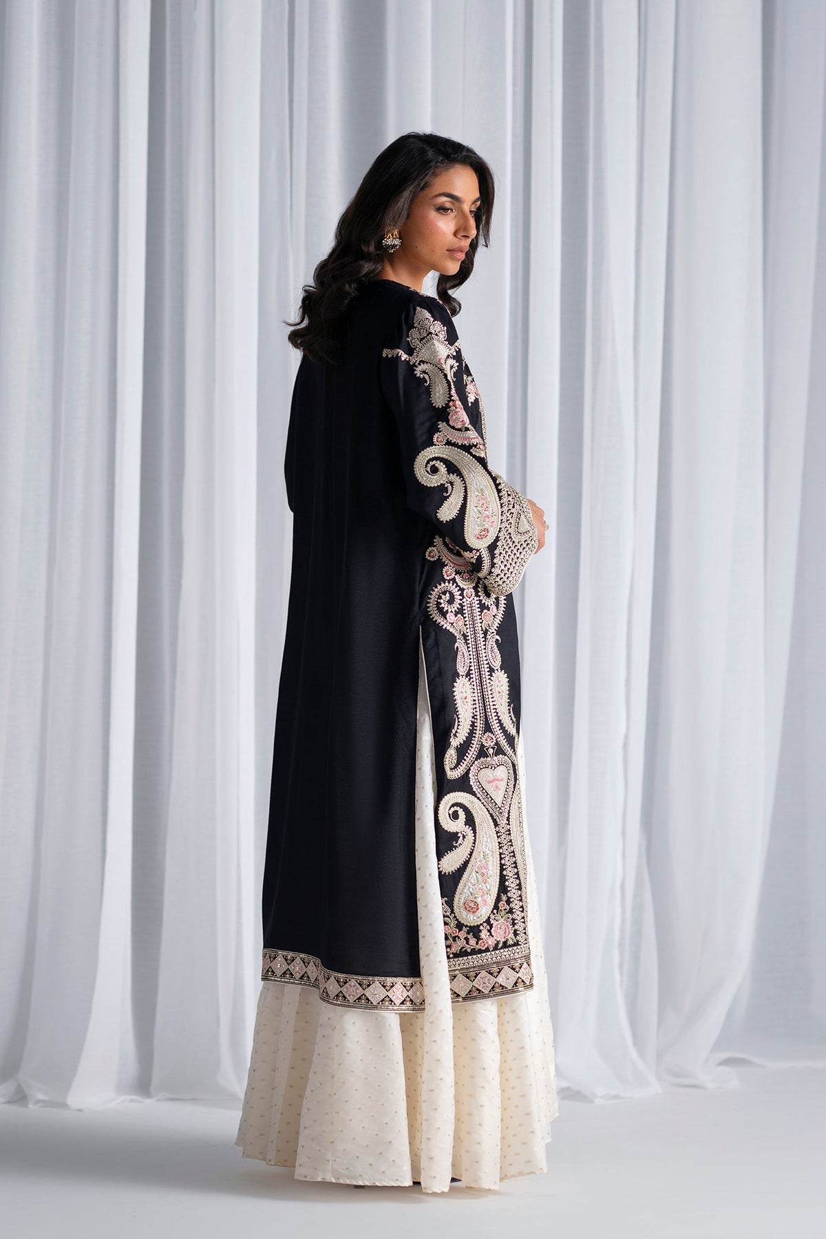 Ethnc | Luxe Boutique | Embroidered Suit (E0943/104/901)-Brand:Ethnc-Type:Boutique-Black - House of Maryam- Buy in UK, USA