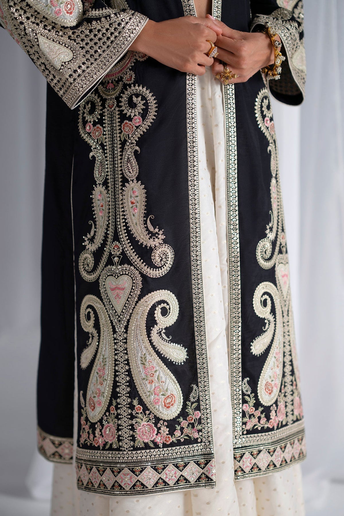 Ethnc | Luxe Boutique | Embroidered Suit (E0943/104/901)-Brand:Ethnc-Type:Boutique-Black - House of Maryam- Buy in UK, USA