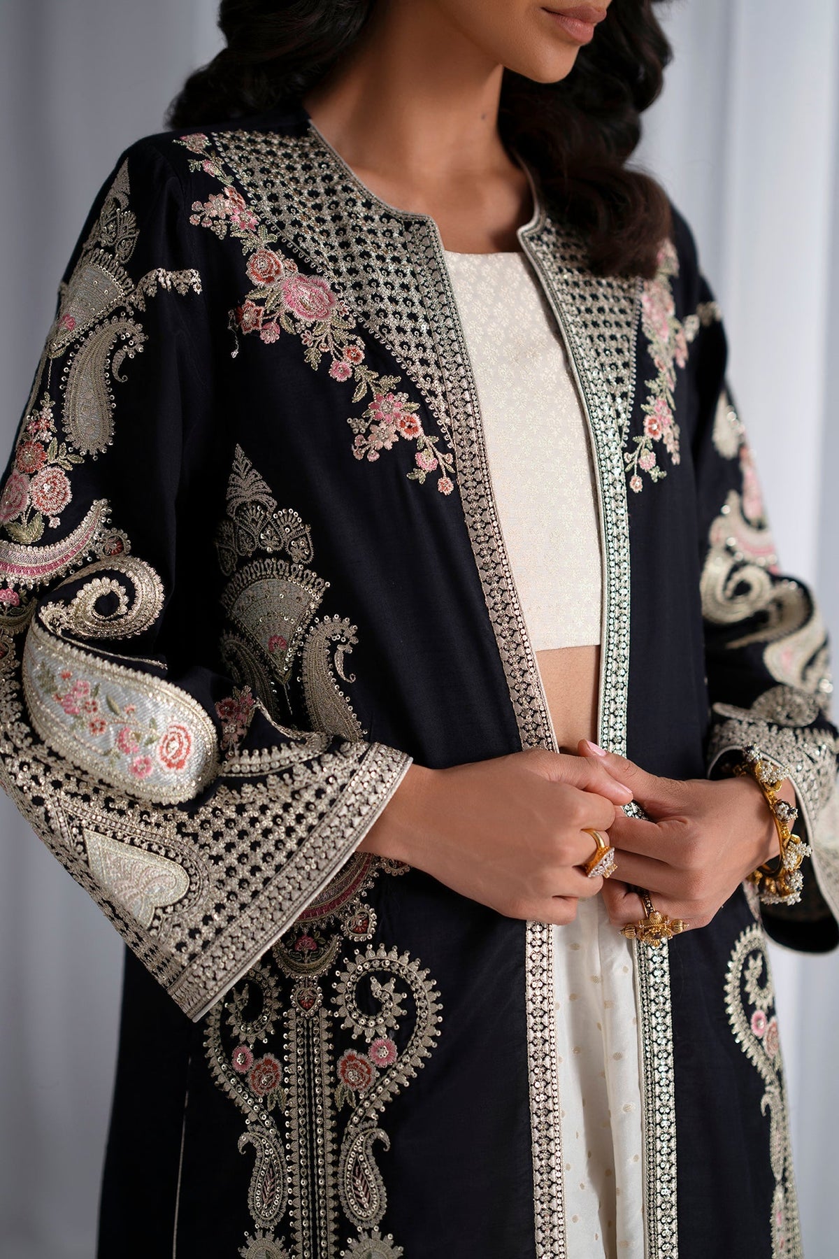 Ethnc | Luxe Boutique | Embroidered Suit (E0943/104/901)-Brand:Ethnc-Type:Boutique-Black - House of Maryam- Buy in UK, USA