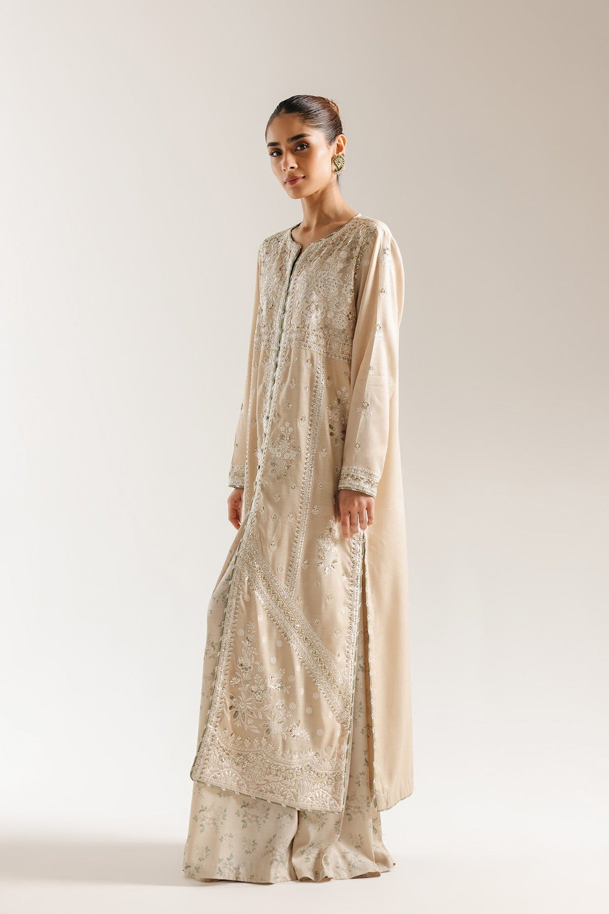 Ethnc | Luxe Boutique | Embroidered Suit (E0961/104/006)-Brand:Ethnc-Type:Boutique-Antique White - House of Maryam- Buy in UK, USA