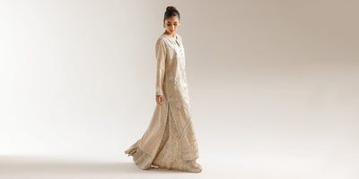 Ethnc | Luxe Boutique | Embroidered Suit (E0961/104/006)-Brand:Ethnc-Type:Boutique-Antique White - House of Maryam- Buy in UK, USA