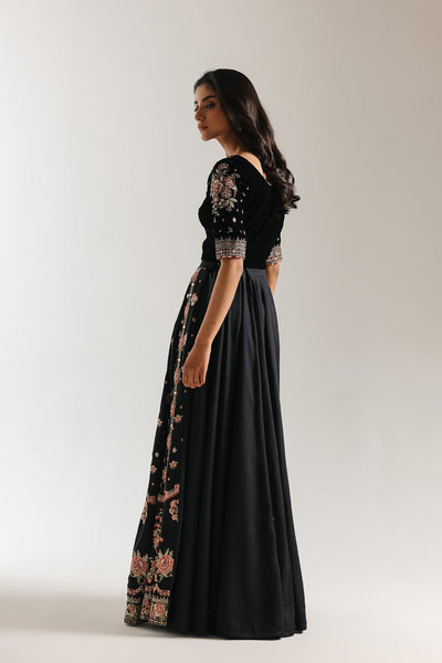 Ethnc | Luxe Boutique | Embroidered Suit (E0963/104/902)-Brand:Ethnc-Type:Boutique-Jet Black - House of Maryam- Buy in UK, USA