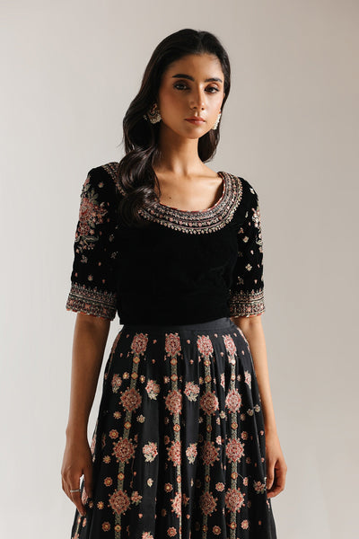 Ethnc | Luxe Boutique | Embroidered Suit (E0963/104/902)-Brand:Ethnc-Type:Boutique-Jet Black - House of Maryam- Buy in UK, USA