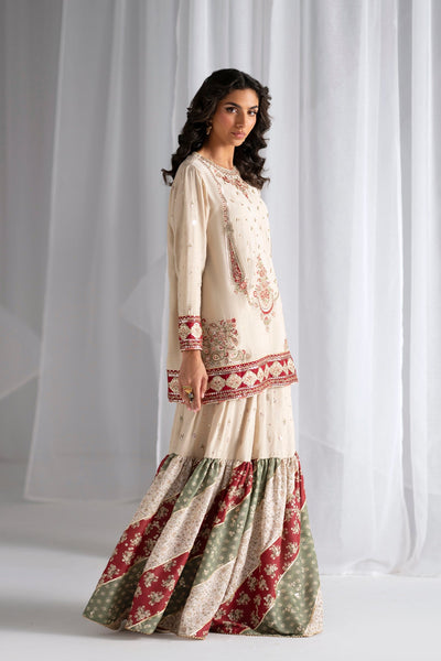 Ethnc | Luxe Boutique | Embroidered Suit (E0967/104/006)-Brand:Ethnc-Type:Boutique-Antique White - House of Maryam- Buy in UK, USA