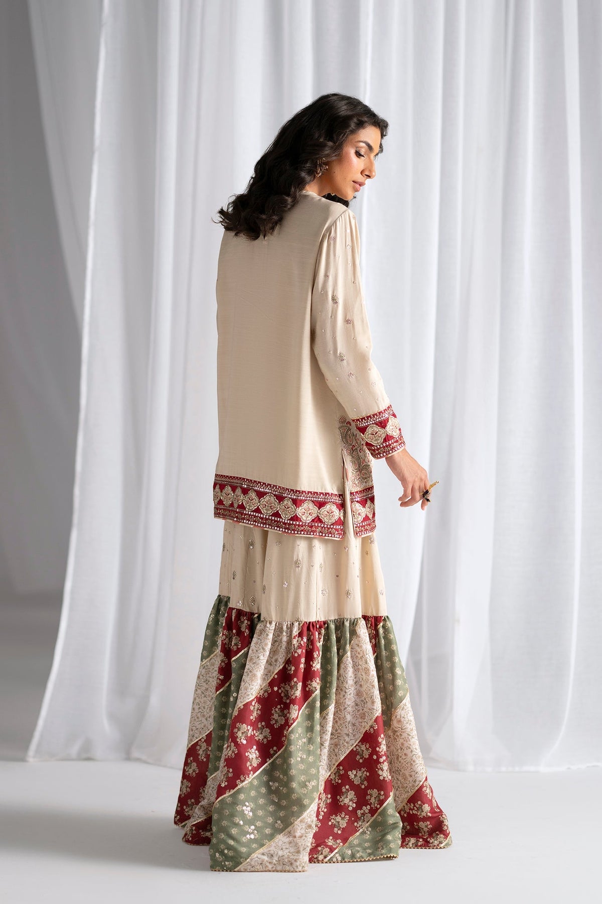 Ethnc | Luxe Boutique | Embroidered Suit (E0967/104/006)-Brand:Ethnc-Type:Boutique-Antique White - House of Maryam- Buy in UK, USA