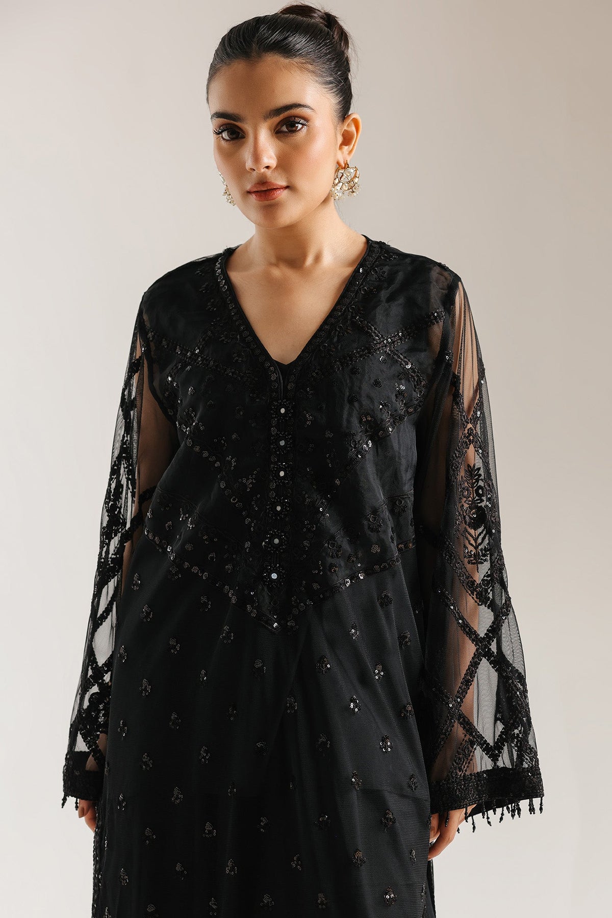 Ethnc | Luxe Boutique | Embroidered Suit (E0973/104/901)-Brand:Ethnc-Type:Boutique-Black - House of Maryam- Buy in UK, USA