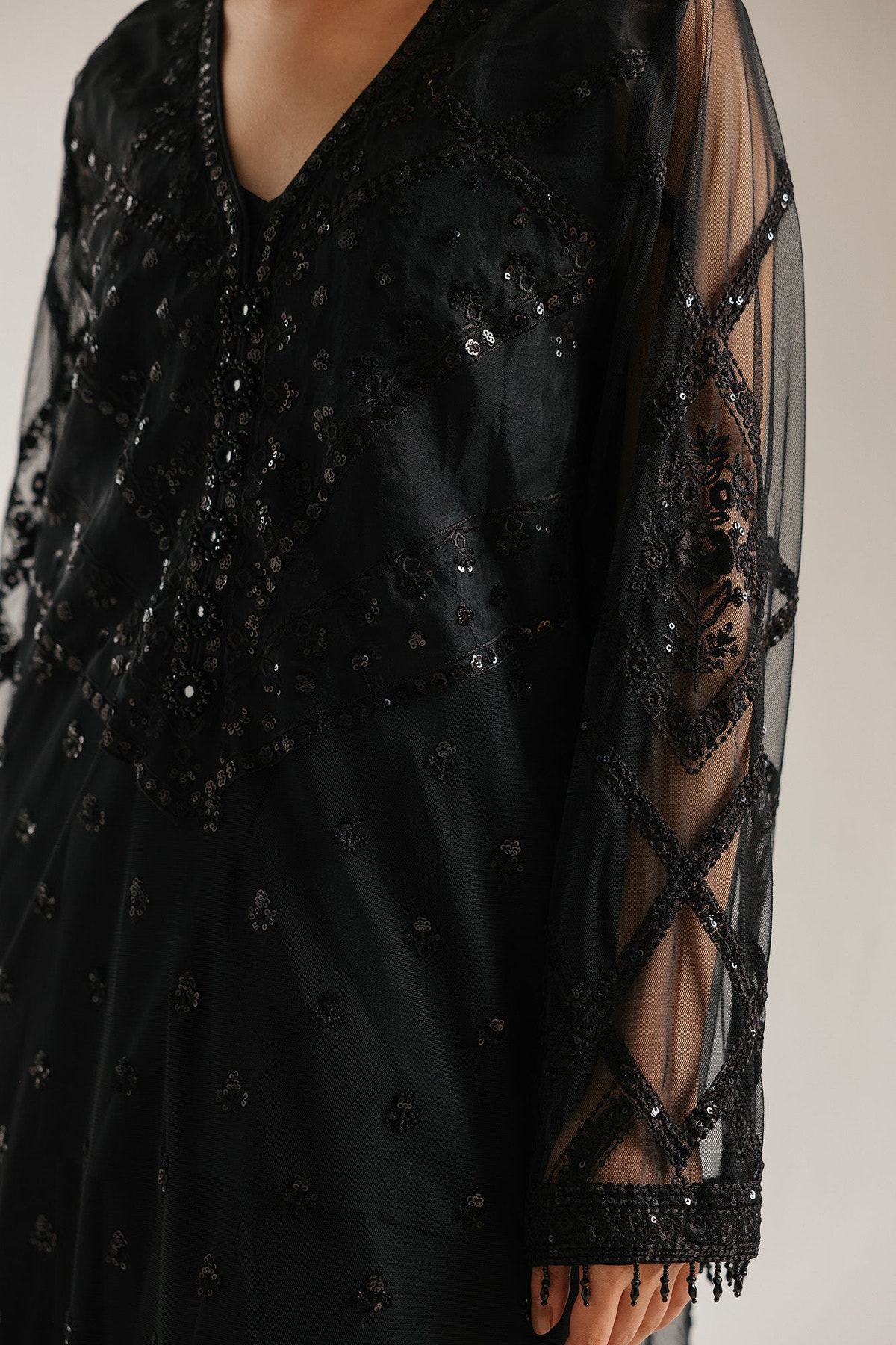Ethnc | Luxe Boutique | Embroidered Suit (E0973/104/901)-Brand:Ethnc-Type:Boutique-Black - House of Maryam- Buy in UK, USA