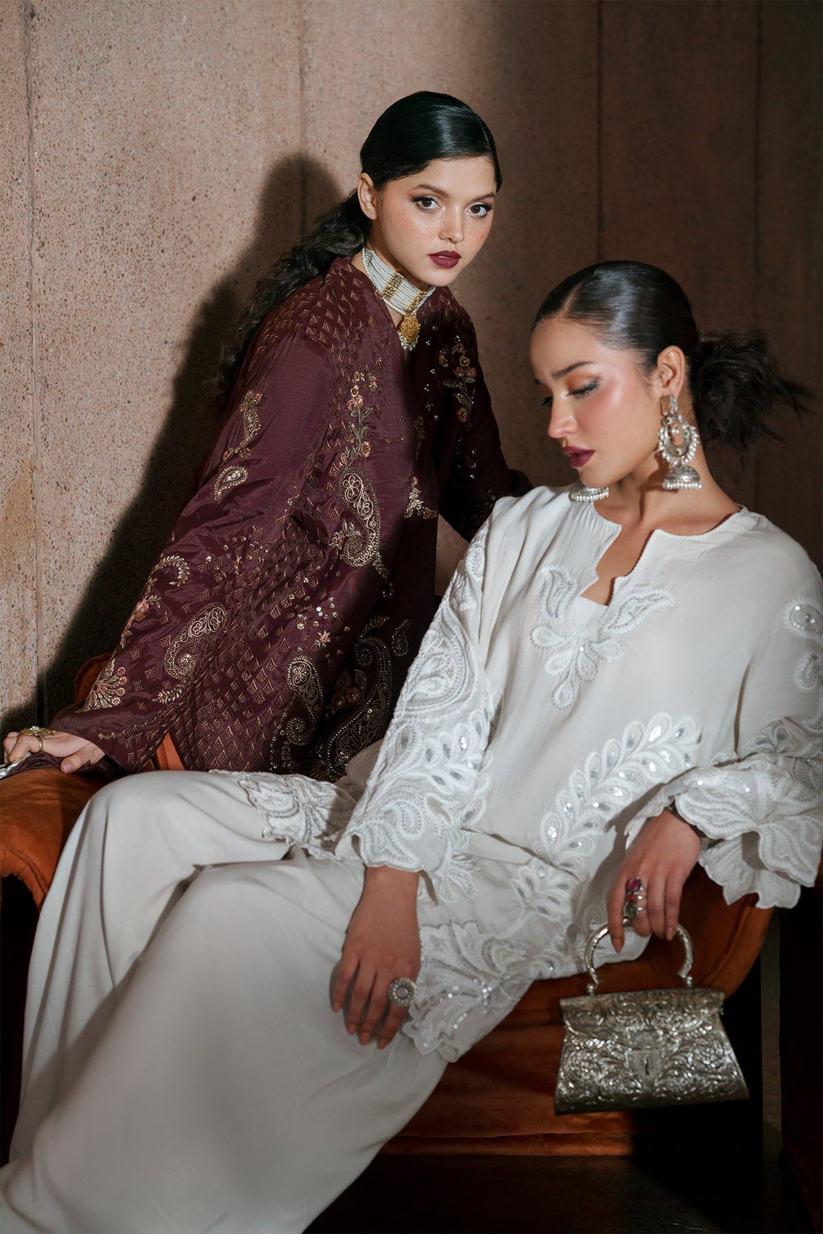 Ethnc | Luxe Boutique | Embroidered Suit (E1004/104/002)-Brand:Ethnc-Type:Boutique-Off White - House of Maryam- Buy in UK, USA