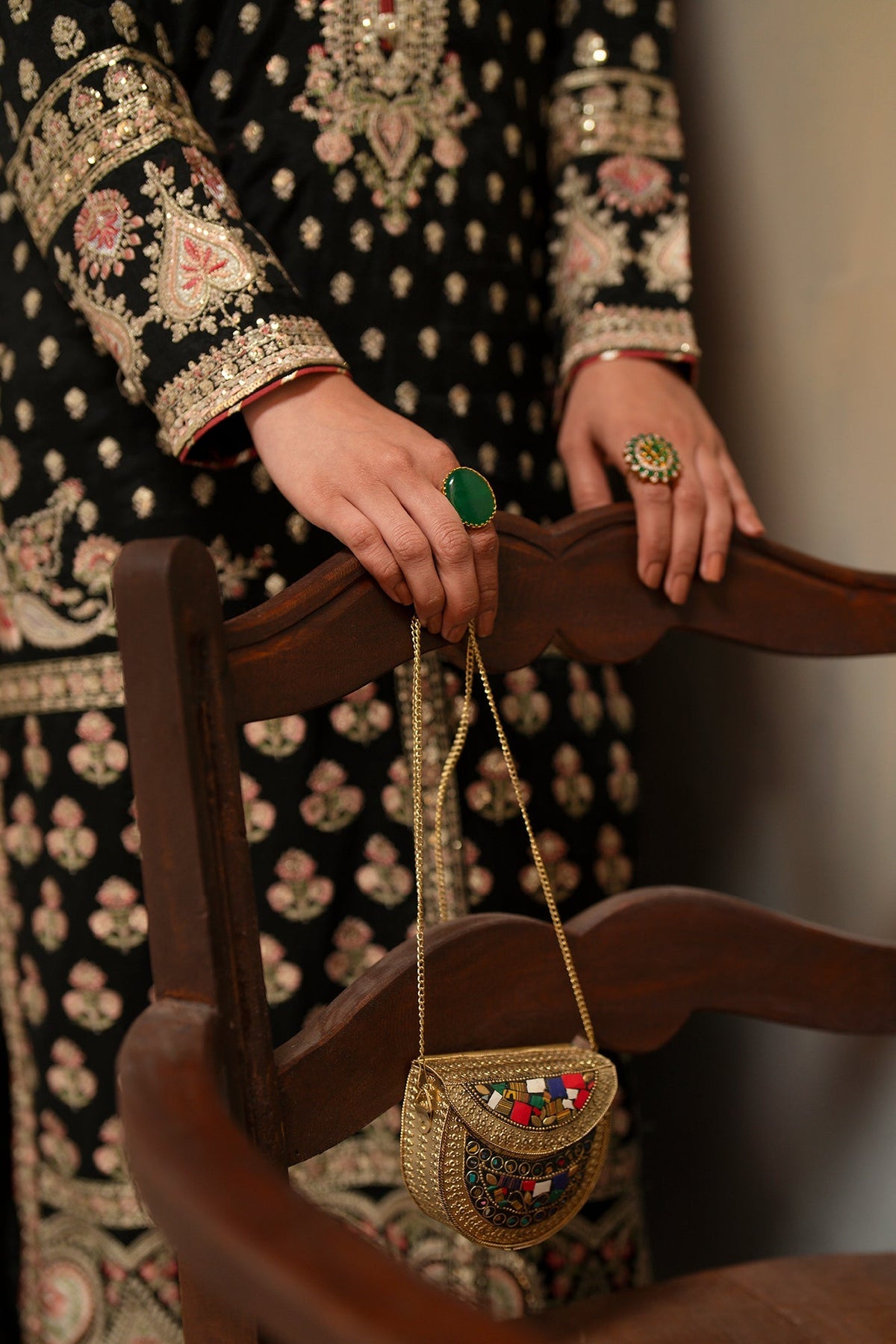 Ethnc | Luxe Boutique | Embroidered Suit (E1010/104/901)-Brand:Ethnc-Type:Boutique-Black - House of Maryam- Buy in UK, USA