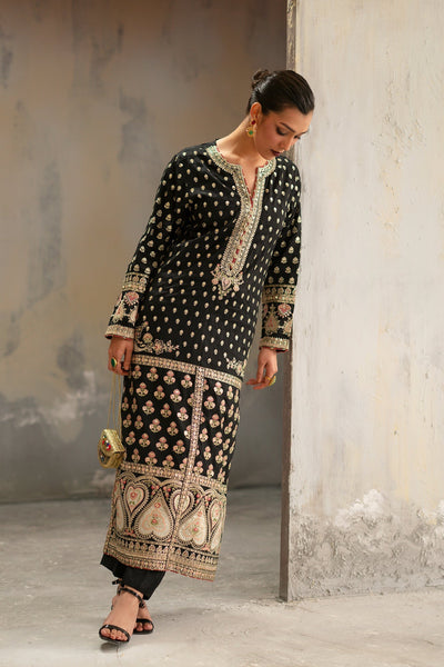 Ethnc | Luxe Boutique | Embroidered Suit (E1010/104/901)-Brand:Ethnc-Type:Boutique-Black - House of Maryam- Buy in UK, USA