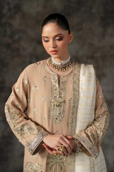 Ethnc | Luxe Boutique | Embroidered Suit (E1012/104/113)-Brand:Ethnc-Type:Boutique-Beige - House of Maryam- Buy in UK, USA