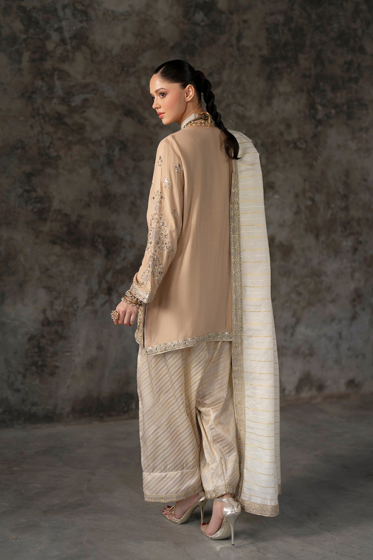 Ethnc | Luxe Boutique | Embroidered Suit (E1012/104/113)-Brand:Ethnc-Type:Boutique-Beige - House of Maryam- Buy in UK, USA
