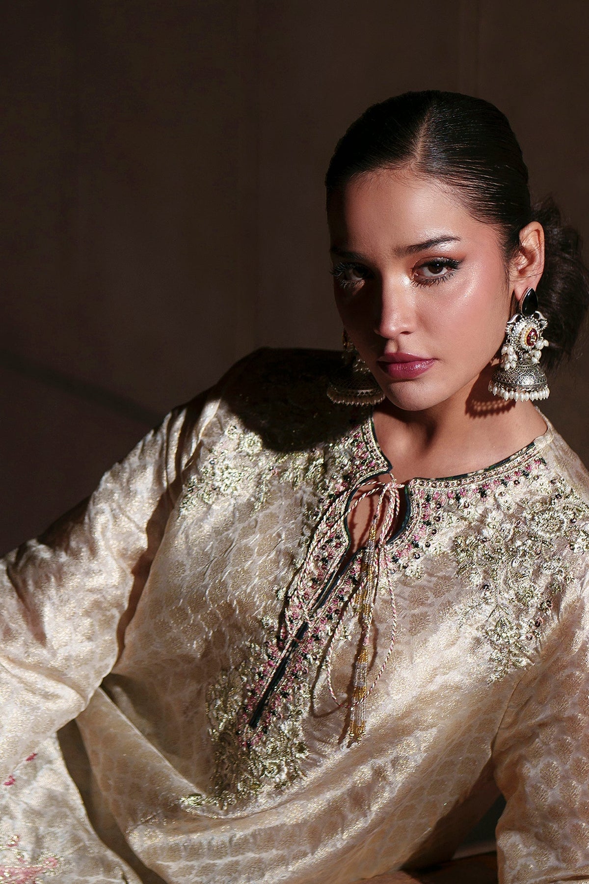 Ethnc | Luxe Boutique | Embroidered Suit (E1014/104/002)-Brand:Ethnc-Type:Boutique-Off White - House of Maryam- Buy in UK, USA