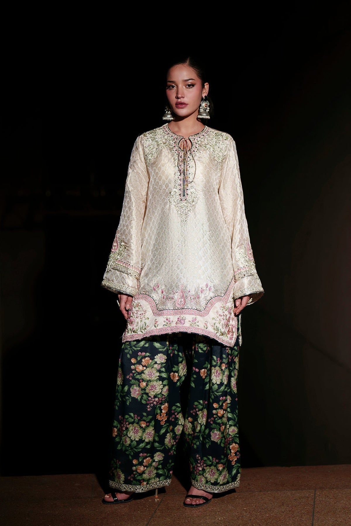 Ethnc | Luxe Boutique | Embroidered Suit (E1014/104/002)-Brand:Ethnc-Type:Boutique-Off White - House of Maryam- Buy in UK, USA